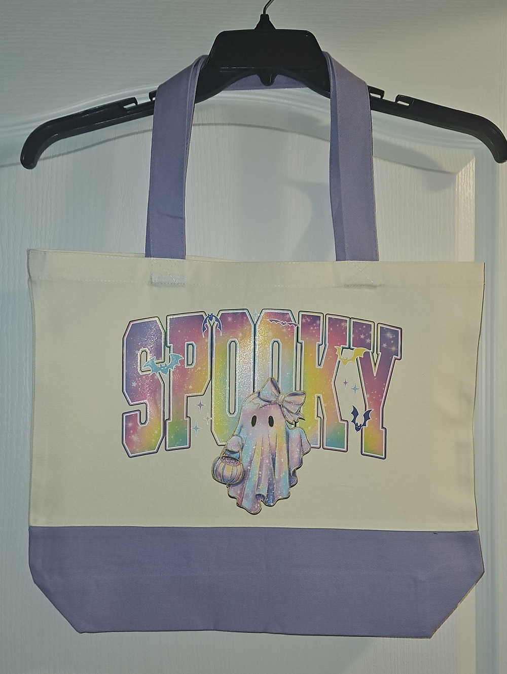 Spooky Pastel Ghost Canvas Tote Bag
